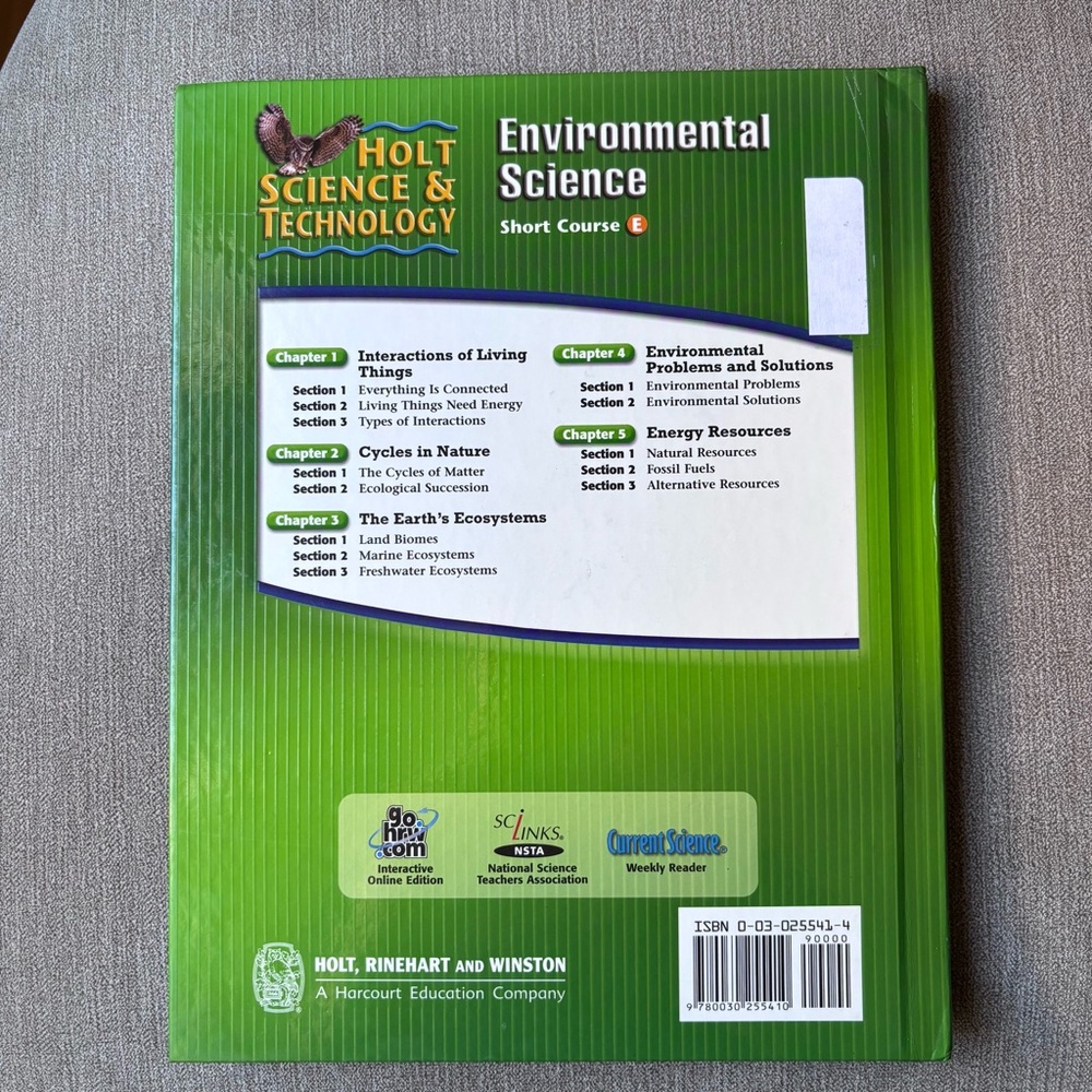 Holt Science & Technology Environmental Science Textbook - Picture 2 of 8